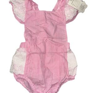 Pink Gingham Baby Romper